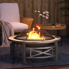 Load image into Gallery viewer, Multi-functional Outdoor Fire Pit Table with BBQ grill and Poker
