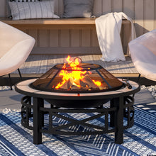 Load image into Gallery viewer, Multi-functional Outdoor Fire Pit Table with BBQ grill and Poker