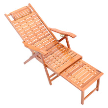 Load image into Gallery viewer, Livingandhome Bamboo Foldable Indoor and Outdoor Recliner Lounge Chair with Footrest, CX0404
