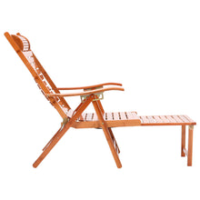 Load image into Gallery viewer, Livingandhome Bamboo Foldable Indoor and Outdoor Recliner Lounge Chair with Footrest, CX0404