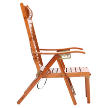 Load image into Gallery viewer, Livingandhome Bamboo Foldable Indoor and Outdoor Recliner Lounge Chair with Footrest, CX0404
