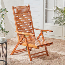 Load image into Gallery viewer, Livingandhome Bamboo Foldable Indoor and Outdoor Recliner Lounge Chair with Footrest, CX0404