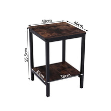 Load image into Gallery viewer, Small Square Sofa Side Table Bedside Stand Wood Nightstand with Storage Shelf Industrial Style