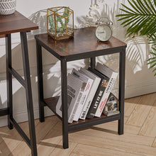 Load image into Gallery viewer, Small Square Sofa Side Table Bedside Stand Wood Nightstand with Storage Shelf Industrial Style
