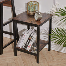 Load image into Gallery viewer, Small Square Sofa Side Table Bedside Stand Wood Nightstand with Storage Shelf Industrial Style