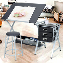 Load image into Gallery viewer, Drafting Table and Chair Set-Black and Natural!
