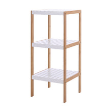 Load image into Gallery viewer, Bamboo Storage Shelf 3 Tier Narrow Corner Shelves Bookshelf Display Rack for Living Room Bedroom Bathroom Kitchen Hallway