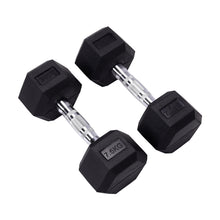 Load image into Gallery viewer, Set of 2 Black Fitness Rubber Hex Dumbbell