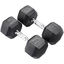 Load image into Gallery viewer, Set of 2 Black Fitness Rubber Hex Dumbbell
