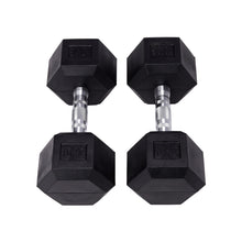 Load image into Gallery viewer, Set of 2 Black Fitness Rubber Hex Dumbbell