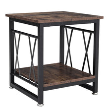 Load image into Gallery viewer, Industrial Square Coffee Table Sofa Side Table with Shelf Wood Top Bedside Stand
