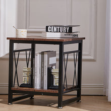 Load image into Gallery viewer, Industrial Square Coffee Table Sofa Side Table with Shelf Wood Top Bedside Stand