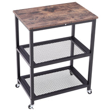 Load image into Gallery viewer, Mobile 3-Tier Printer Cart with Storage Shelf Wheels Projector Cart Industrial Style Home Office