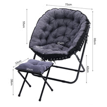 Load image into Gallery viewer, Large Folding Camping Chair Padded Moon Chair Garden Outdoor Round w/ Footstool