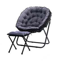 Load image into Gallery viewer, Large Folding Camping Chair Padded Moon Chair Garden Outdoor Round w/ Footstool