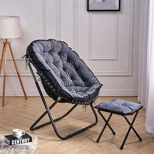 Load image into Gallery viewer, Large Folding Camping Chair Padded Moon Chair Garden Outdoor Round w/ Footstool