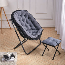 Load image into Gallery viewer, Large Folding Camping Chair Padded Moon Chair Garden Outdoor Round w/ Footstool