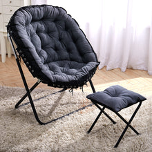 Load image into Gallery viewer, Large Folding Camping Chair Padded Moon Chair Garden Outdoor Round w/ Footstool