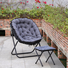 Load image into Gallery viewer, Large Folding Camping Chair Padded Moon Chair Garden Outdoor Round w/ Footstool