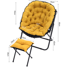 Load image into Gallery viewer, Large Folding Camping Chair Padded Moon Chair Garden Outdoor Round w/ Footstool