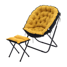 Load image into Gallery viewer, Large Folding Camping Chair Padded Moon Chair Garden Outdoor Round w/ Footstool