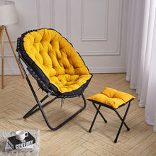 Load image into Gallery viewer, Large Folding Camping Chair Padded Moon Chair Garden Outdoor Round w/ Footstool