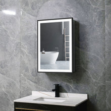 Load image into Gallery viewer, LED Illuminated Bathroom Touch Sensor Mirror Cabinet Black Frame