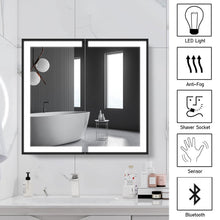 Load image into Gallery viewer, LED Light Up 2-Door Bathroom Mirror Cabinet
