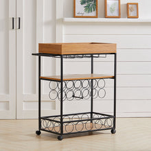 Load image into Gallery viewer, 3 Tier Industrial Vintage Wood Metal Kitchen Serving Trolley