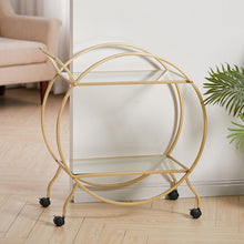 Load image into Gallery viewer, 2 Tiers Drinks Trolley Bar Wine Glass Shelf Storage Rack Serving Cart
