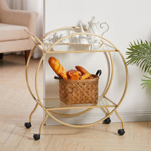 Load image into Gallery viewer, 2 Tiers Drinks Trolley Bar Wine Glass Shelf Storage Rack Serving Cart