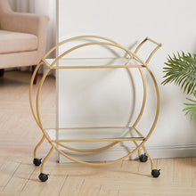 Load image into Gallery viewer, 2 Tiers Drinks Trolley Bar Wine Glass Shelf Storage Rack Serving Cart