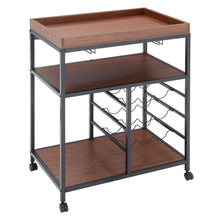 Load image into Gallery viewer, Kitchen Trolley Tea Tray Wood Storage Shelf 3 Tier Drinks Wine Rack Serving Cart