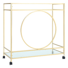 Load image into Gallery viewer, Luxury Metal Frame Drinks Trolley 2 Tier Glass Shelf Food Wine Serving Shelf