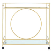 Load image into Gallery viewer, Luxury Metal Frame Drinks Trolley 2 Tier Glass Shelf Food Wine Serving Shelf