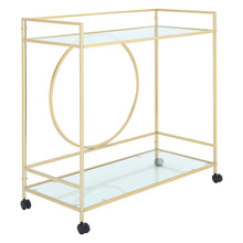 Load image into Gallery viewer, Luxury Metal Frame Drinks Trolley 2 Tier Glass Shelf Food Wine Serving Shelf