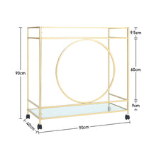 Load image into Gallery viewer, Luxury Metal Frame Drinks Trolley 2 Tier Glass Shelf Food Wine Serving Shelf