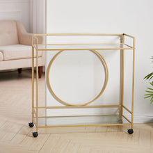 Load image into Gallery viewer, Luxury Metal Frame Drinks Trolley 2 Tier Glass Shelf Food Wine Serving Shelf