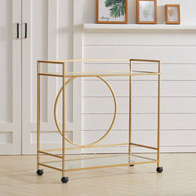 Load image into Gallery viewer, Luxury Metal Frame Drinks Trolley 2 Tier Glass Shelf Food Wine Serving Shelf