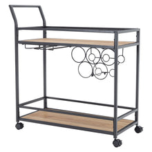 Load image into Gallery viewer, 2 Tier Drinks Trolley Kitchen Serving Cart with Wine Bottle Storage Rack Wheeled