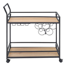Load image into Gallery viewer, 2 Tier Drinks Trolley Kitchen Serving Cart with Wine Bottle Storage Rack Wheeled