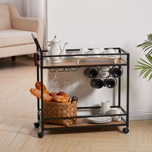 Load image into Gallery viewer, 2 Tier Drinks Trolley Kitchen Serving Cart with Wine Bottle Storage Rack Wheeled