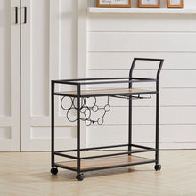 Load image into Gallery viewer, 2 Tier Drinks Trolley Kitchen Serving Cart with Wine Bottle Storage Rack Wheeled