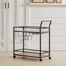 Load image into Gallery viewer, 2 Tier Drinks Trolley Kitchen Serving Cart with Wine Bottle Storage Rack Wheeled