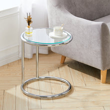 Load image into Gallery viewer, Round Glass Coffee Table Sofa Side Table Metal Leg