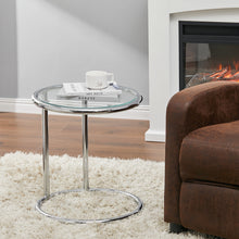 Load image into Gallery viewer, Round Glass Coffee Table Sofa Side Table Metal Leg
