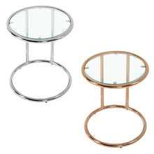 Load image into Gallery viewer, Round Glass Coffee Table Sofa Side Table Metal Leg
