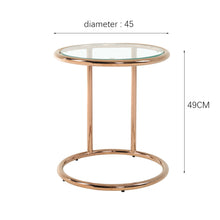 Load image into Gallery viewer, Round Glass Coffee Table Sofa Side Table Metal Leg