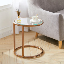 Load image into Gallery viewer, Round Glass Coffee Table Sofa Side Table Metal Leg