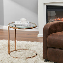 Load image into Gallery viewer, Round Glass Coffee Table Sofa Side Table Metal Leg